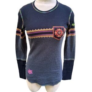 Alp N Rock Womens XS Neon Snowflake Graphic Print Long Sleeve T-Shirt Top